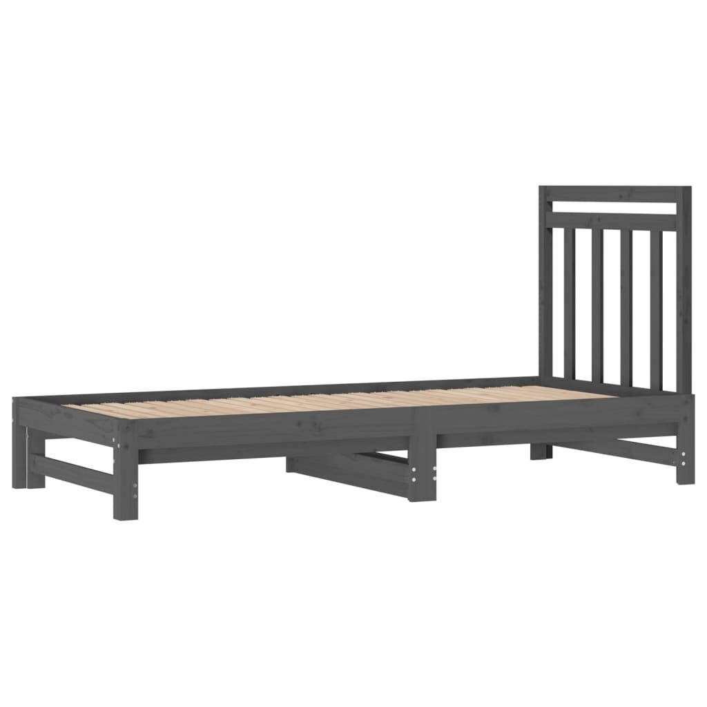 vidaXL Καναπές Κρεβάτι Συρόμενος Γκρι 2x(90x200) εκ. Μασίφ Ξύλο Πεύκου