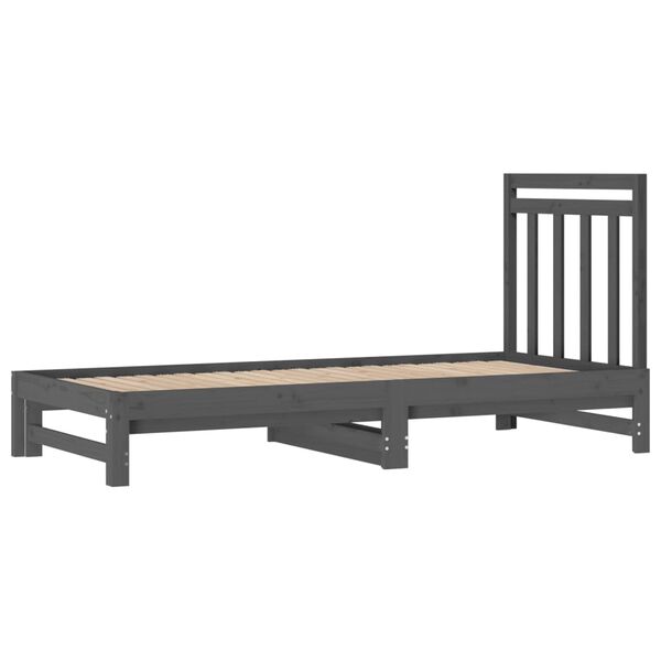 vidaXL Καναπές Κρεβάτι Συρόμενος Γκρι 2x(90x200) εκ. Μασίφ Ξύλο Πεύκου