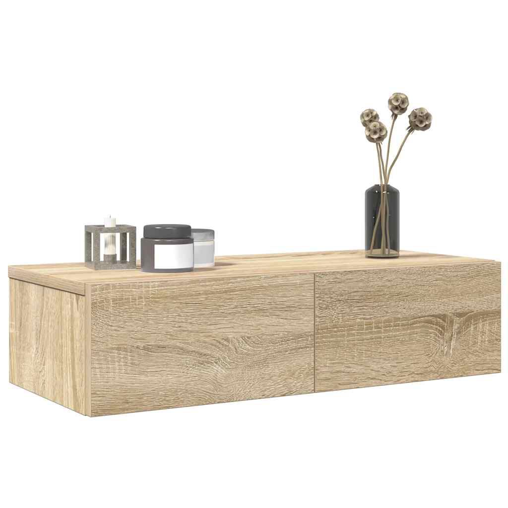 vidaXL Ράφι τοίχου με συρτάρια Δρυς sonoma 60x26,5x15 cm