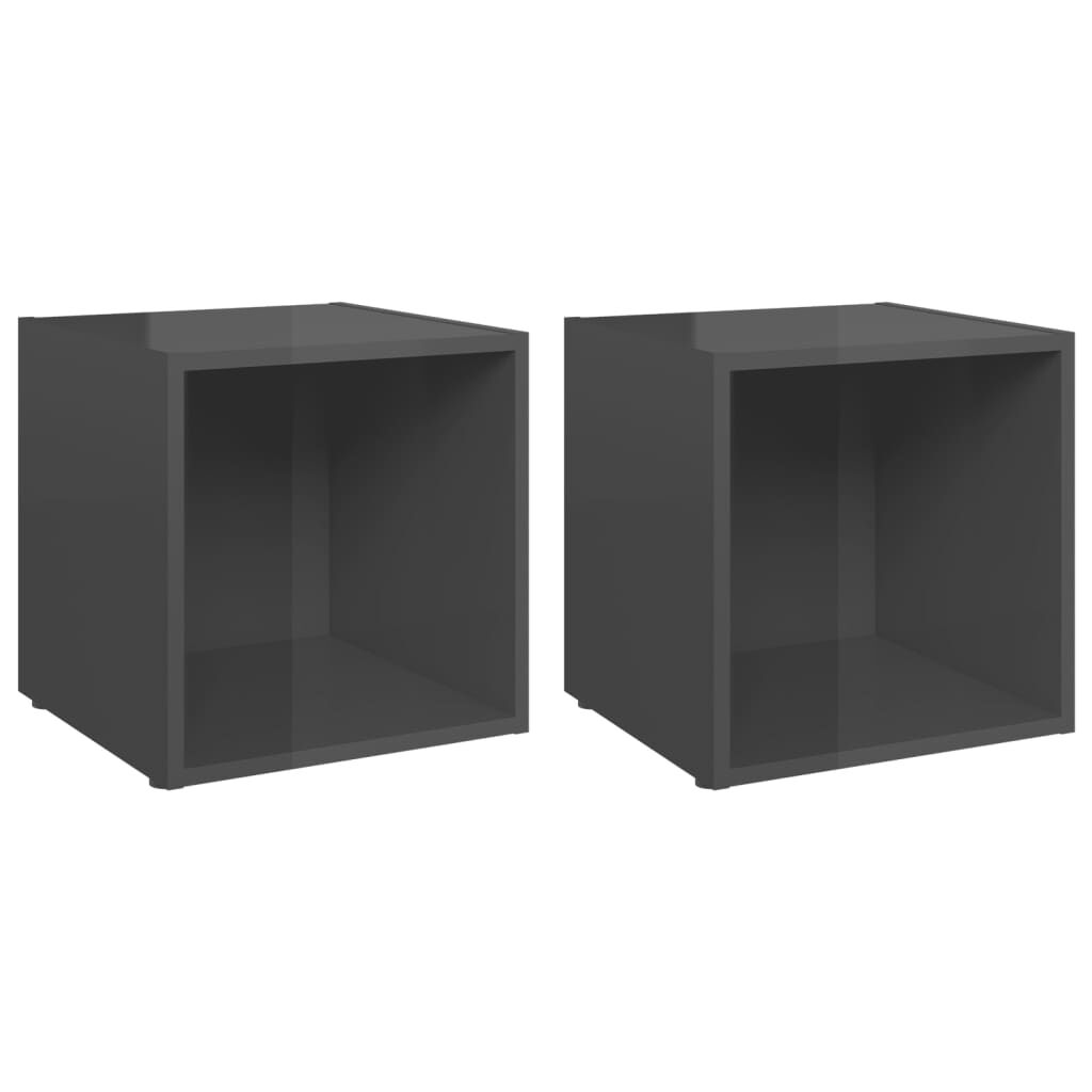 vidaXL Έπιπλα Τηλεόρασης 2 τεμ. Γυαλ. Γκρι 37 x 35 x 37εκ. Επεξ. Ξύλο