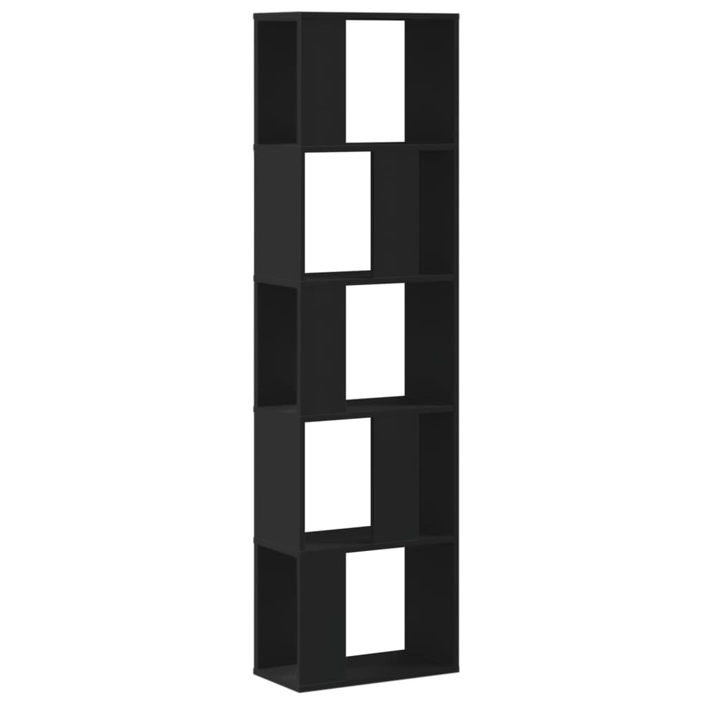 vidaXL Βιβλιοθήκη 5 Επιπέδων Μαύρη 45x23,5x162,5 εκ. Επεξεργ. Ξύλο