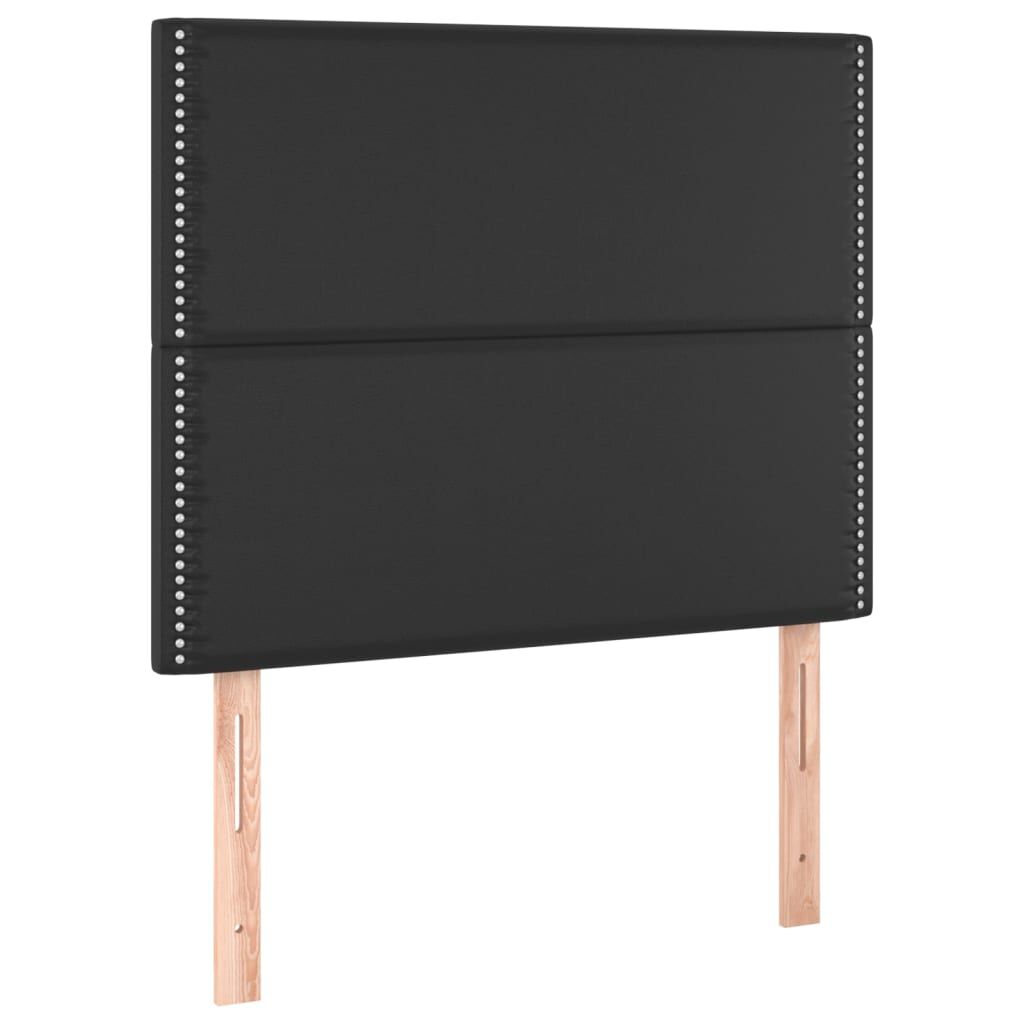 vidaXL Κρεβάτι Boxspring με Στρώμα Μαύρο 90x190εκ. από Συνθετικό Δέρμα