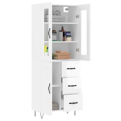 vidaXL Ντουλάπι Γυαλιστερό Λευκό 69,5x34x180 εκ. Επεξεργασμένο Ξύλο