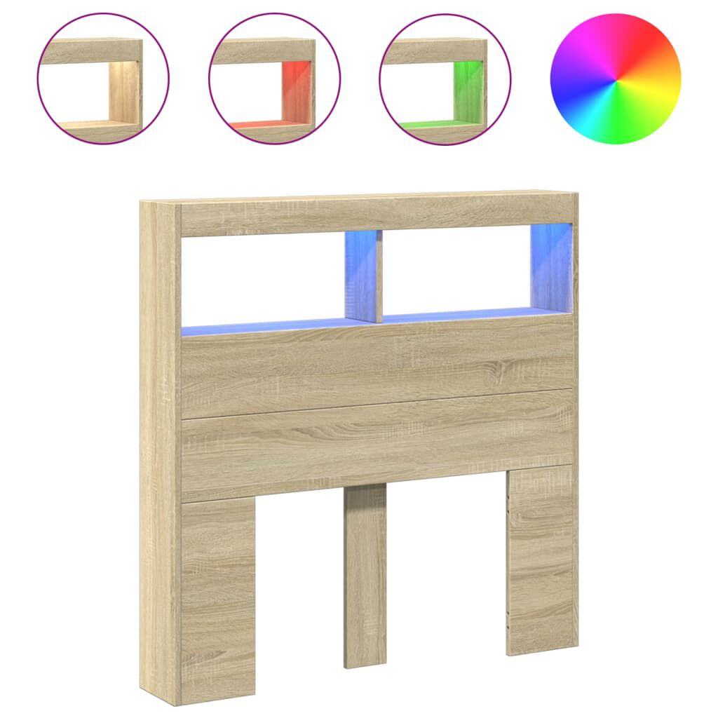 vidaXL Κεφαλάρι με Αποθηκευτικό Χώρο & LED Sonoma Δρυς 100x17x102 εκ.