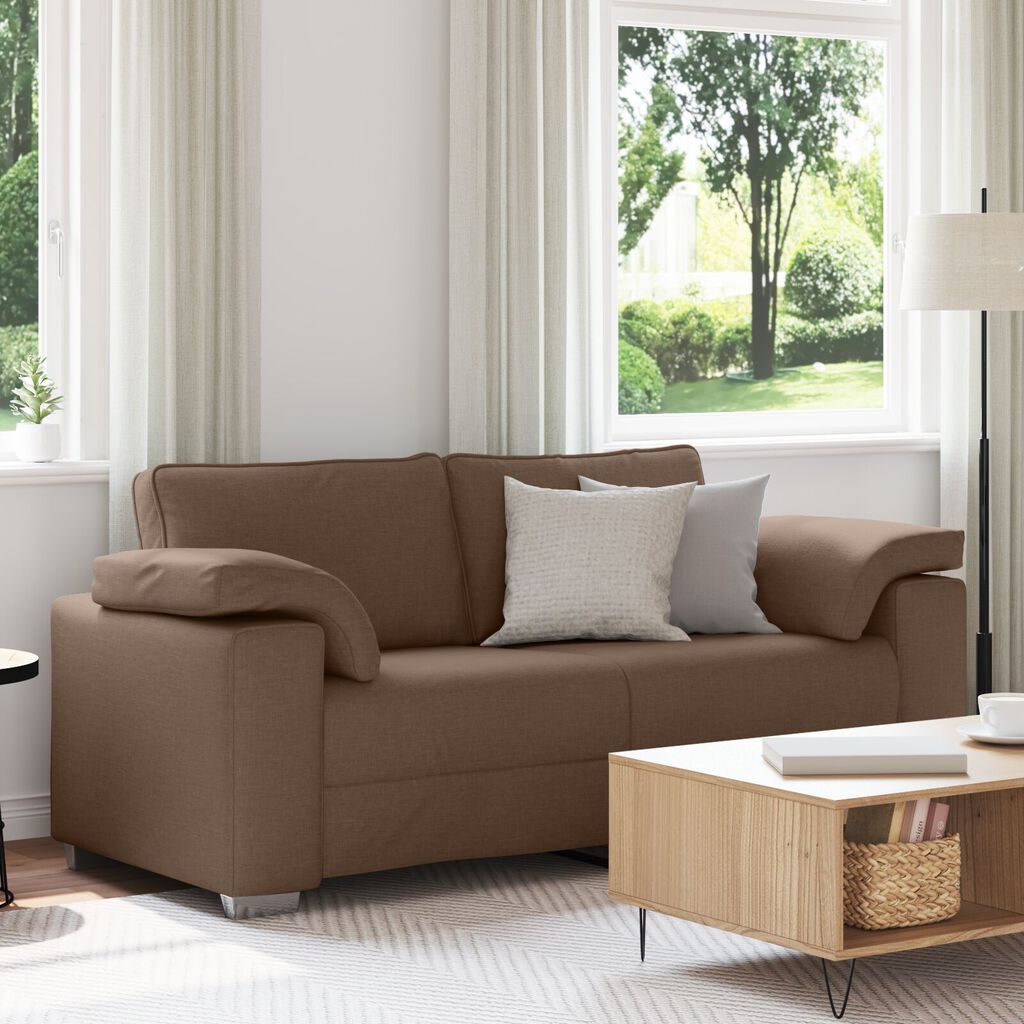 vidaXL Καναπές Loveseat Καφέ 140 εκ Υφασμάτινος