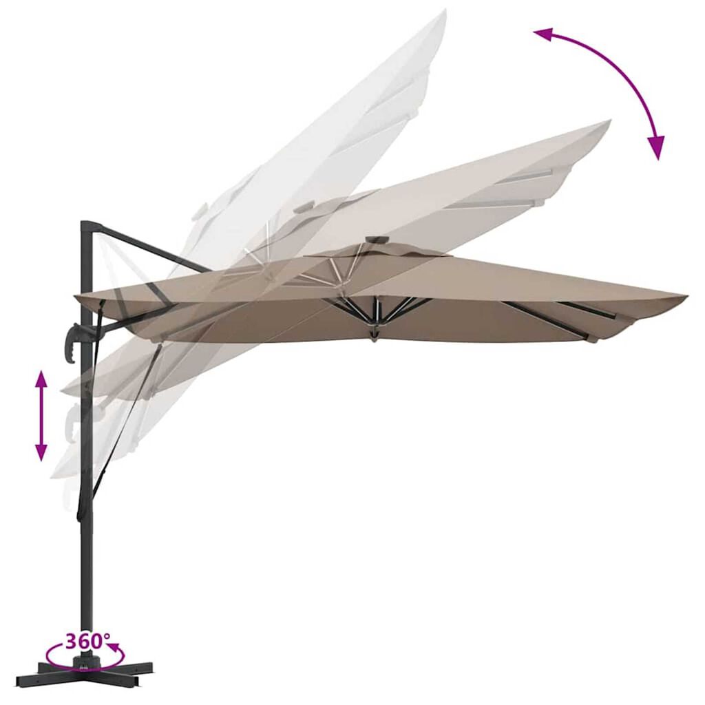 vidaXL Ομπρέλα ηλίου Taupe 286 x 285 x 270 εκ Αλουμίνιο