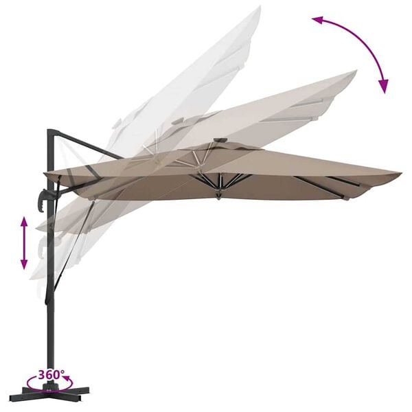 vidaXL Ομπρέλα ηλίου Taupe 286 x 285 x 270 εκ Αλουμίνιο