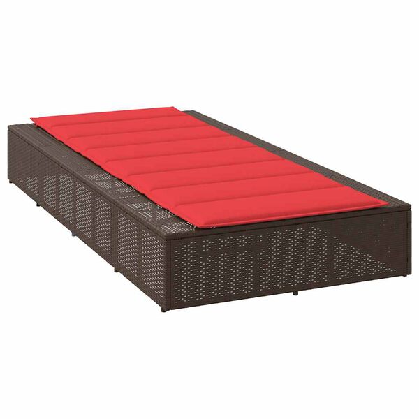 vidaXL Ξαπλώστρα με πλωτό μαξιλάρι Brown Poly Rattan
