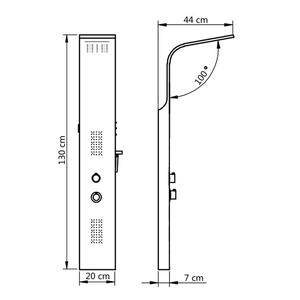 vidaXL Στήλη Ντους Υδρομασάζ Μαύρη 20x44x130 εκ. από Αλουμίνιο