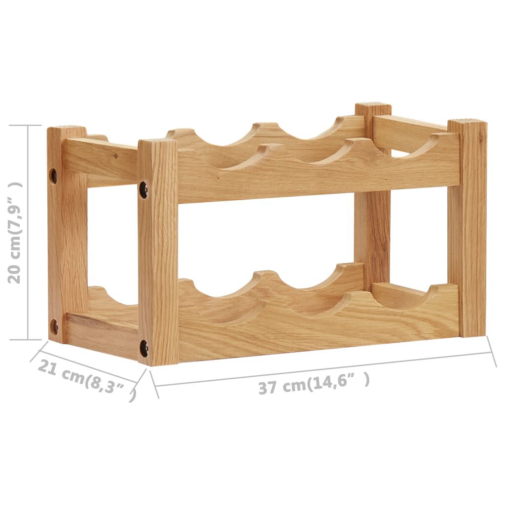 vidaXL Κάβα Κρασιών για 6 Φιάλες 37x21x21 εκ. από Μασίφ Ξύλο Δρυός
