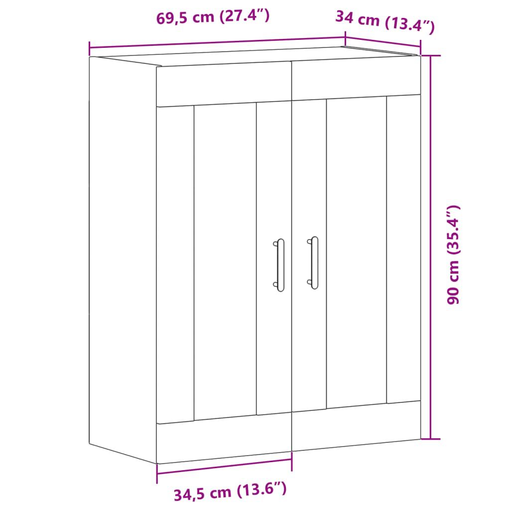 vidaXL Ντουλάπι τεχνίτης Δρυς 69,5 x 34 x 90 εκ. Επεξεργασμένο Ξύλο
