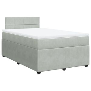vidaXL Κρεβάτι Boxspring με Στρώμα Ανοιχτό Γκρι 120x190 εκ. Βελούδινο