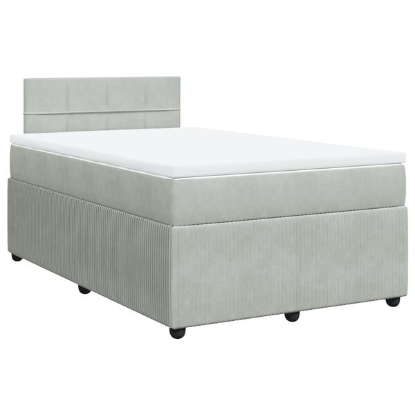 vidaXL Κρεβάτι Boxspring με Στρώμα Ανοιχτό Γκρι 120x190 εκ. Βελούδινο
