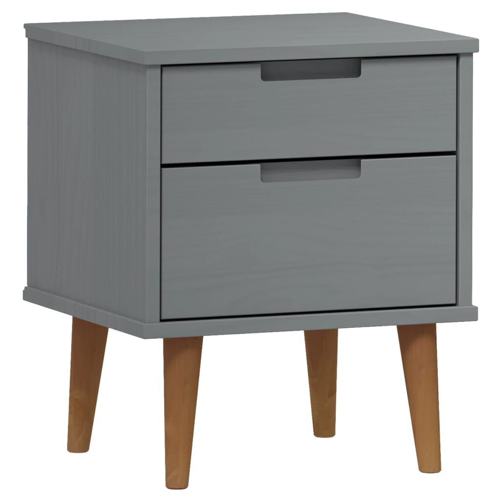 vidaXL Κομοδίνο MOLDE Γκρι 40 x 35 x 48 εκ. από Μασίφ Ξύλο Πεύκου