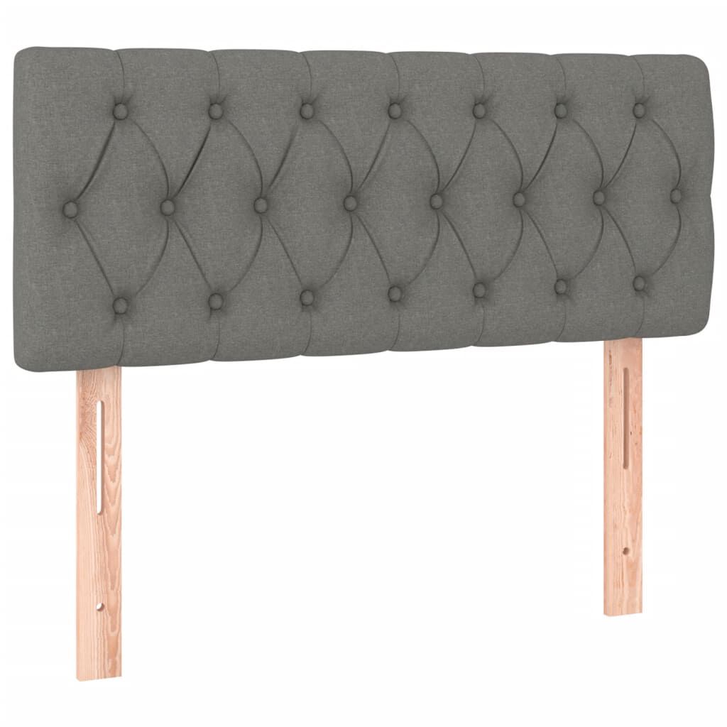 vidaXL Κρεβάτι Boxspring με Στρώμα & LED Σκ.Γκρι 120x190εκ. Υφασμάτινο