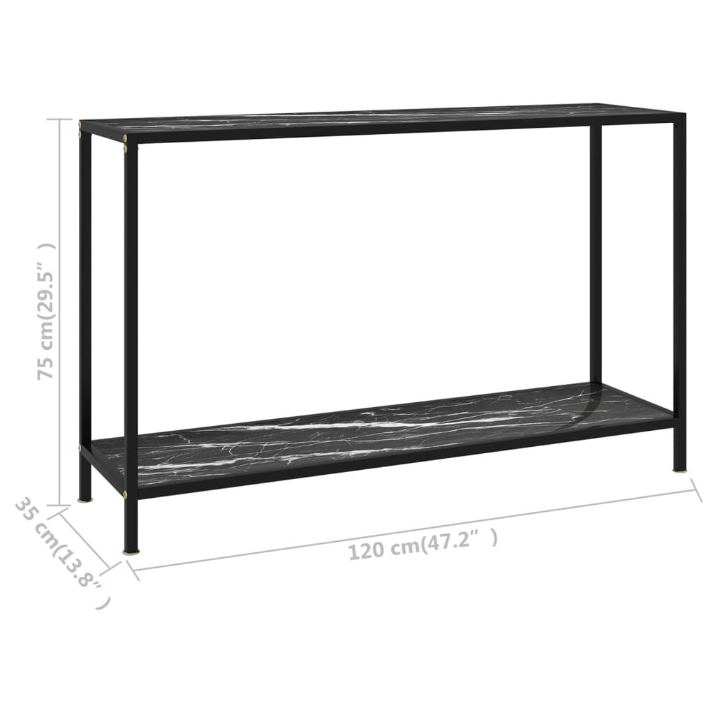 vidaXL Τραπέζι Κονσόλα Μαύρο 120 x 35 x 75 εκ. από Ψημένο Γυαλί