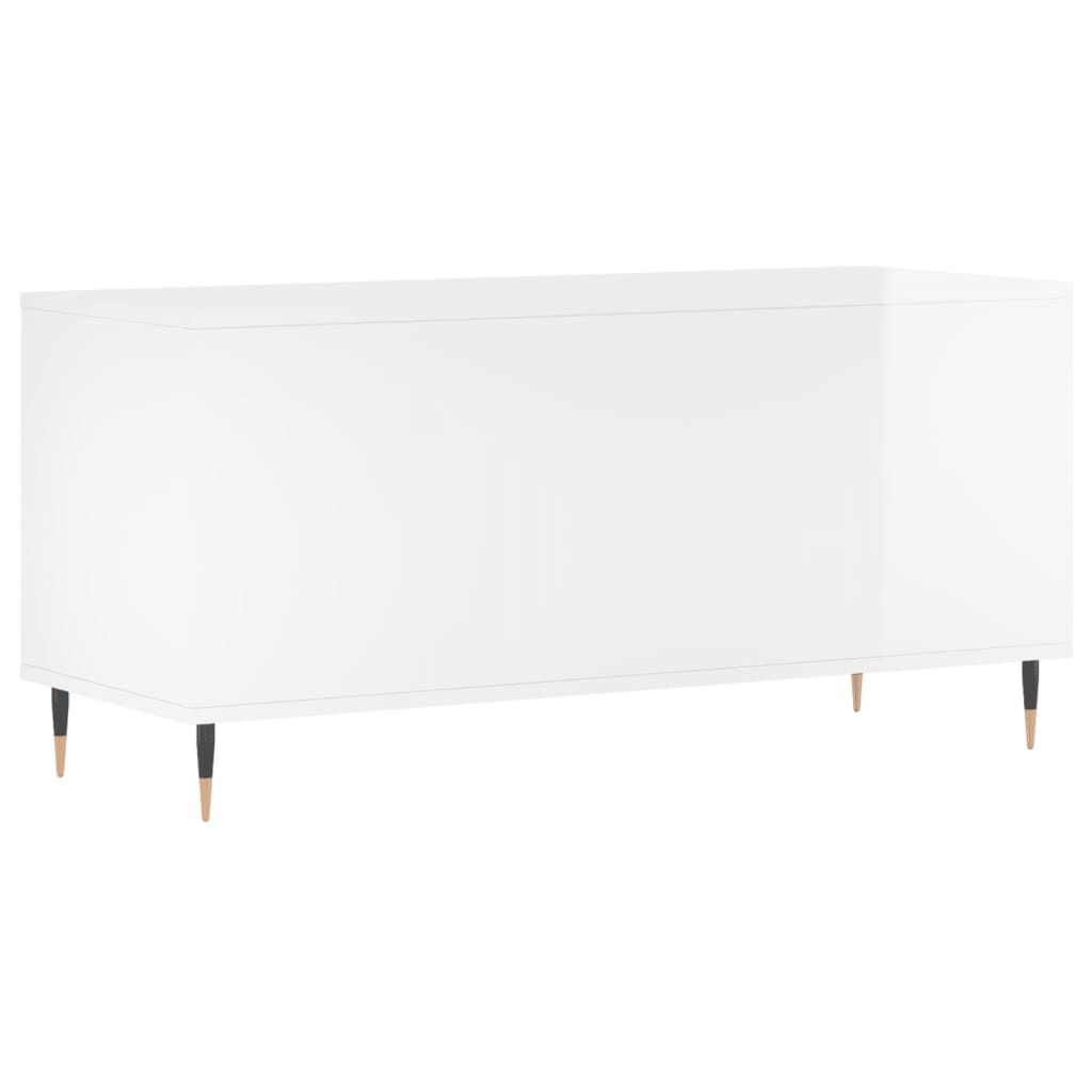 vidaXL Έπιπλο Δίσκων Γυαλ. Λευκό 100x38x48 εκ. από Επεξεργασμένο Ξύλο