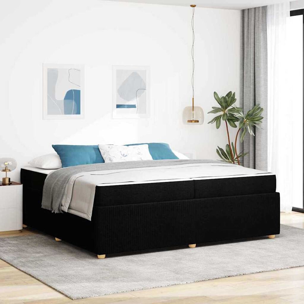vidaXL Σκελετός κρεβατιού με στρώμα Μαύρο 200 x 200 cm ύφασμα
