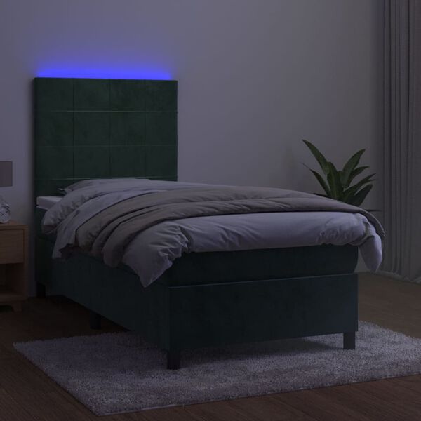 vidaXL &Kappa;&rho;&epsilon;&beta;ά&tau;&iota; Boxspring &mu;&epsilon; &Sigma;&tau;&rho;ώ&mu;&alpha; & LED &Sigma;&kappa;. &Pi;&rho;ά&sigma;&iota;&nu;&omicron; 100x200&epsilon;&kappa; &Beta;&epsilon;&lambda;&omicron;ύ&delta;&omicron;