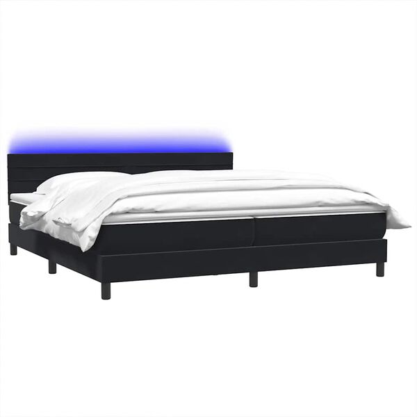 vidaXL &Kappa;&rho;&epsilon;&beta;ά&tau;&iota; Boxspring &mu;&epsilon; &Sigma;&tau;&rho;ώ&mu;&alpha; & LED &Mu;&alpha;ύ&rho;&omicron; 180x210 &epsilon;&kappa;. &Beta;&epsilon;&lambda;&omicron;ύ&delta;&iota;&nu;&omicron;