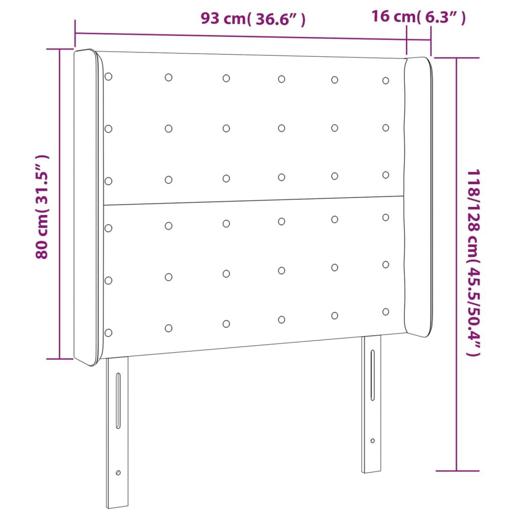 vidaXL Κεφαλάρι με Πτερύγια Ανοιχτό Γκρι 93x16x118/128 εκ. Υφασμάτινο