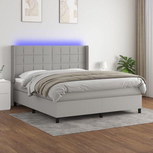 vidaXL &Kappa;&rho;&epsilon;&beta;ά&tau;&iota; Boxspring &mu;&epsilon; &Sigma;&tau;&rho;ώ&mu;&alpha; & LED &Alpha;&nu;.&Gamma;&kappa;&rho;&iota; 180x200&epsilon;&kappa;. &Upsilon;&phi;&alpha;&sigma;&mu;ά&tau;&iota;&nu;&omicron;