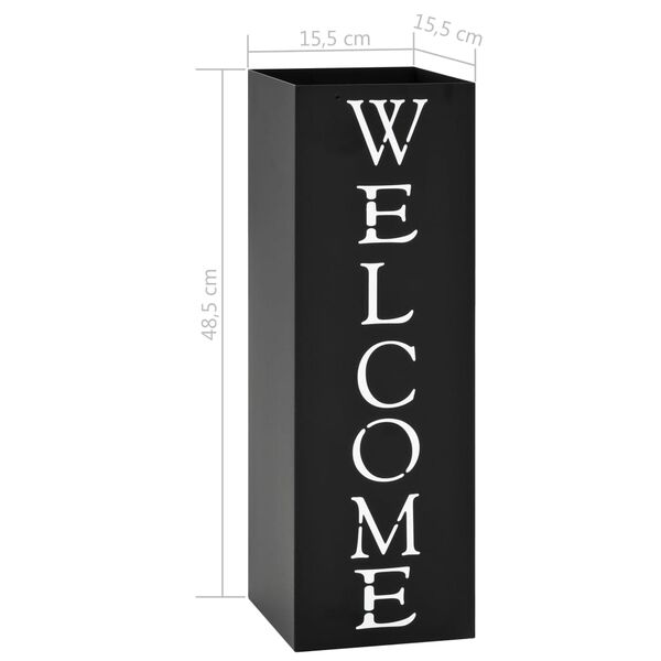 vidaXL Ομπρελοθήκη με Σχέδιο «Welcome» Μαύρη Ατσάλινη