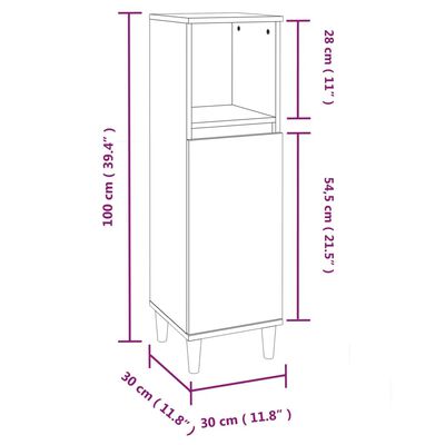 vidaXL Ντουλάπι Μπάνιου Λευκό 30 x 30 x 100 εκ. από Επεξεργασμένο Ξύλο
