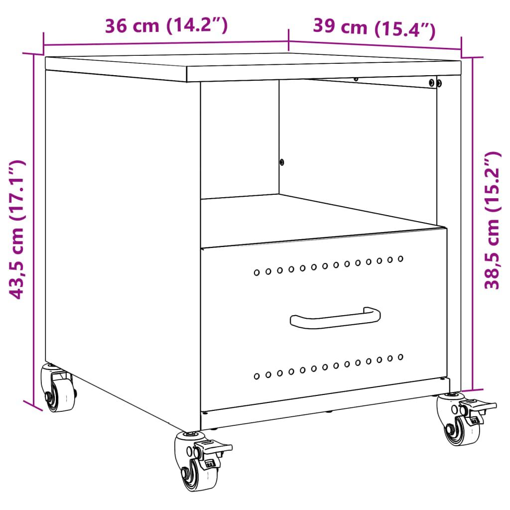 vidaXL Κομοδίνο Ροζ 36x39x43,5 εκ. από Χάλυβα