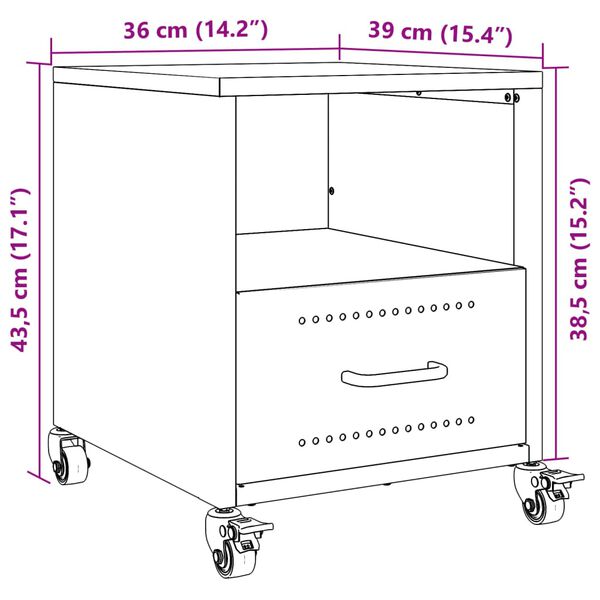vidaXL Κομοδίνο Ροζ 36x39x43,5 εκ. από Χάλυβα