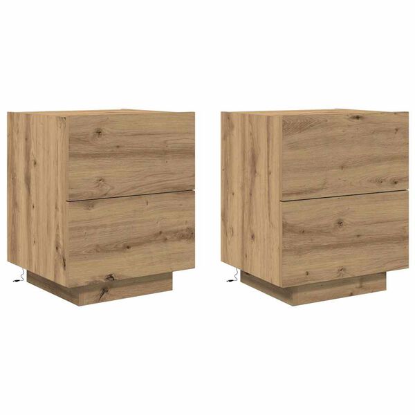 vidaXL &Kappa;&omicron;&mu;&omicron;&delta;ί&nu;&omicron; 2 pcs Artisan Oak 45 x 40 x 55 &epsilon;&kappa; &Epsilon;&pi;&epsilon;&xi;&epsilon;&rho;&gamma;&alpha;&sigma;&mu;έ&nu;&omicron; &xi;ύ&lambda;&omicron;