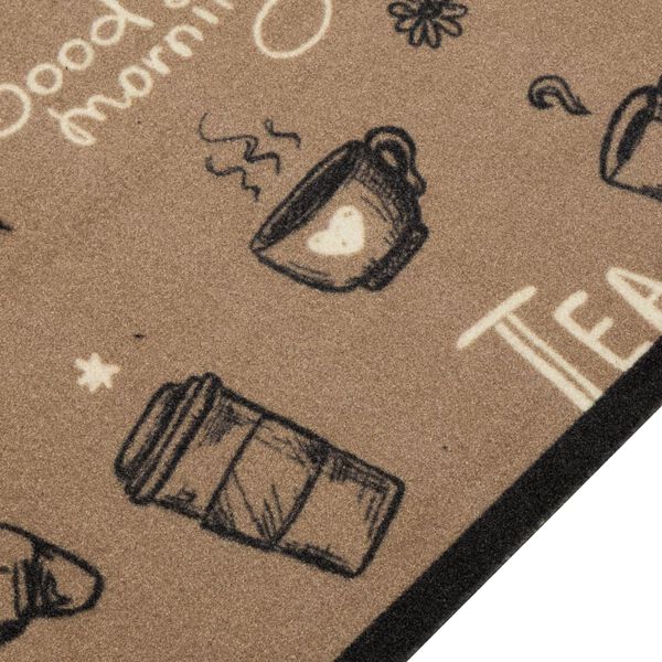 vidaXL Χαλί Κουζίνας Πλενόμενο Καφέ Επιγραφή Morning 60x180εκ. Βελούδο