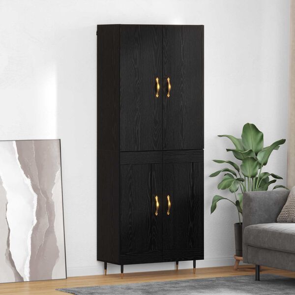 vidaXL Highboard &Mu;&alpha;ύ&rho;&eta; &Omicron;&xi;&upsilon;ά 69,5 x 34 x 180 &epsilon;&kappa;. &Epsilon;&pi;&epsilon;&xi;&epsilon;&rho;&gamma;&alpha;&sigma;&mu;έ&nu;&omicron; &xi;ύ&lambda;&omicron;