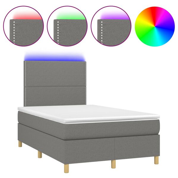 vidaXL &Kappa;&rho;&epsilon;&beta;ά&tau;&iota; Boxspring &mu;&epsilon; &Sigma;&tau;&rho;ώ&mu;&alpha; & LED &Sigma;&kappa;.&Gamma;&kappa;&rho;&iota; 120x200 &epsilon;&kappa; &Upsilon;&phi;&alpha;&sigma;&mu;ά&tau;&iota;&nu;&omicron;