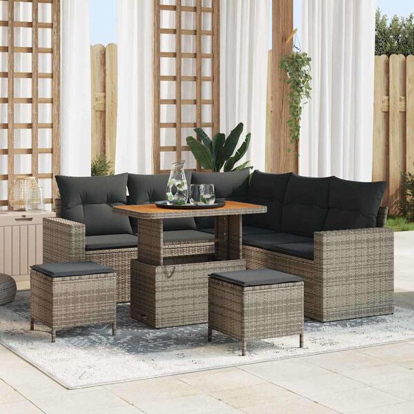 vidaXL Σετ Καναπέ Κήπου 8 pcs Γκρι συνθετικό ρατάν