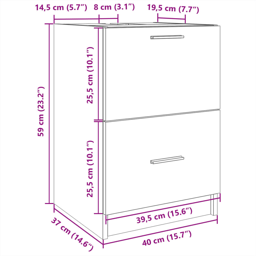vidaXL Ντουλάπι Νιπτήρα Καφέ Δρυς 40x37x59 εκ. Επεξεργασμένο Ξύλο