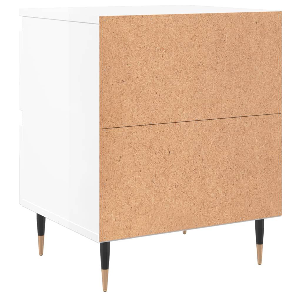 vidaXL Κομοδίνα 2 τεμ. Γυαλ. Λευκό 40x35x50 εκ. από Επεξεργασμένο Ξύλο