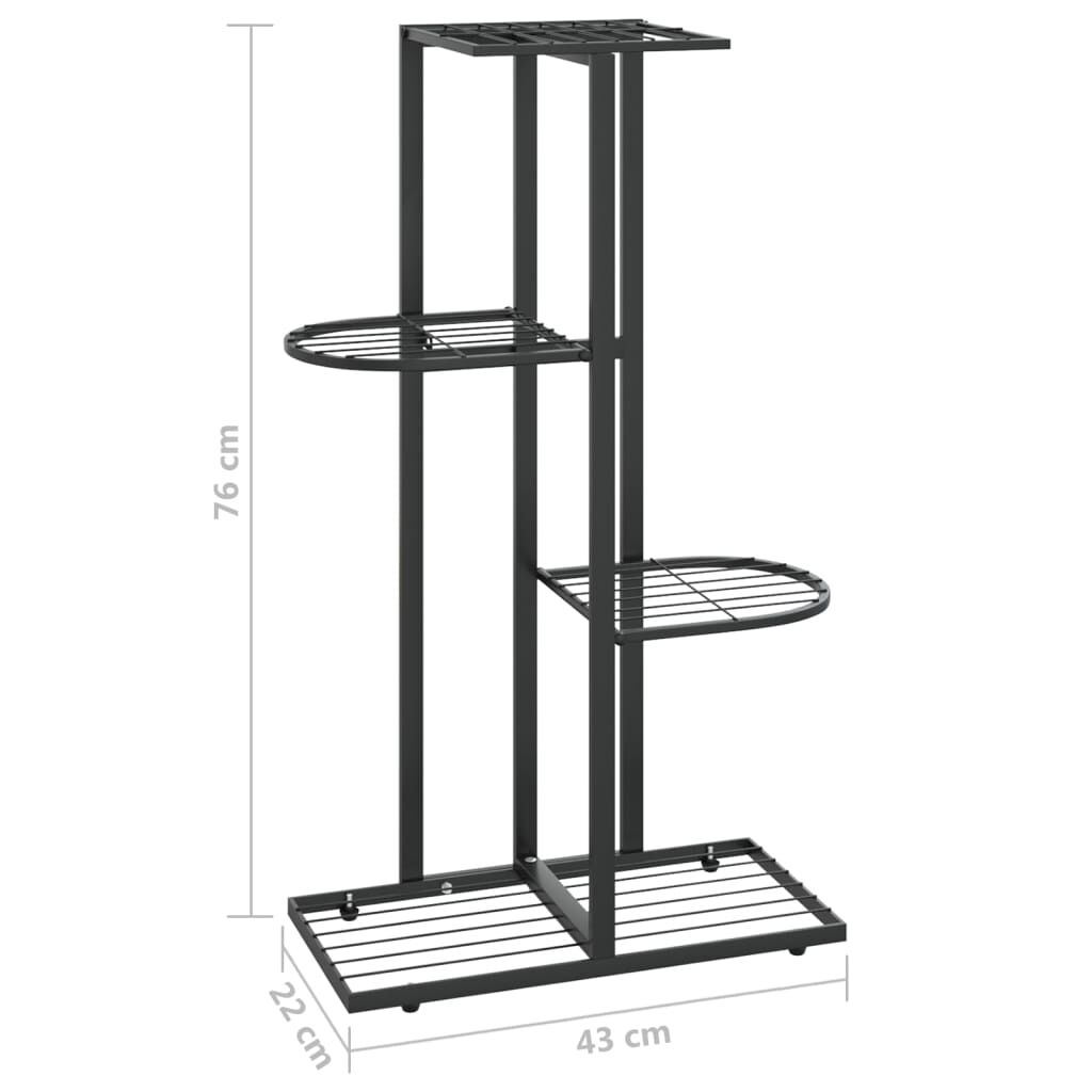 vidaXL Ανθοστήλη 4 Επιπέδων Μαύρη 43 x 22 x 76 εκ. Μεταλλική