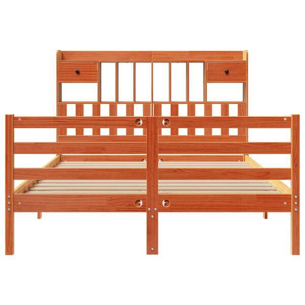 vidaXL Κρεβάτι Βιβλιοθήκη Χωρίς Στρώμα 150x200 εκ Μασίφ Ξύλο Πεύκου