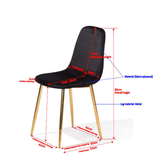 Venture Home Καρέκλες Τραπεζαρίας Polar 2 Τεμ Μαύρο Βελούδο&Ορείχαλκος