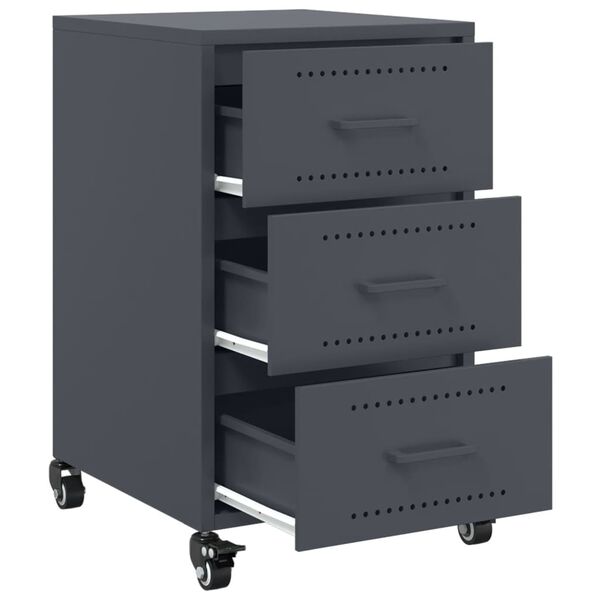vidaXL Κομοδίνο Ανθρακί 36x39x59 εκ. από Χάλυβα