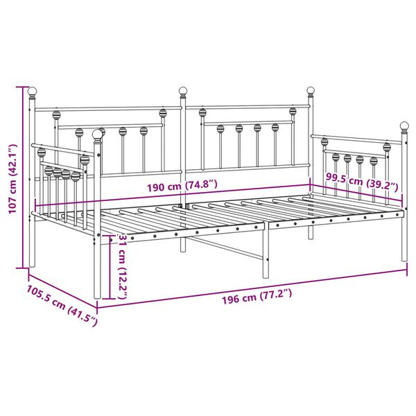 vidaXL Κρεβάτι Καναπέ Λευκό 100x190 εκ. Χάλυβας