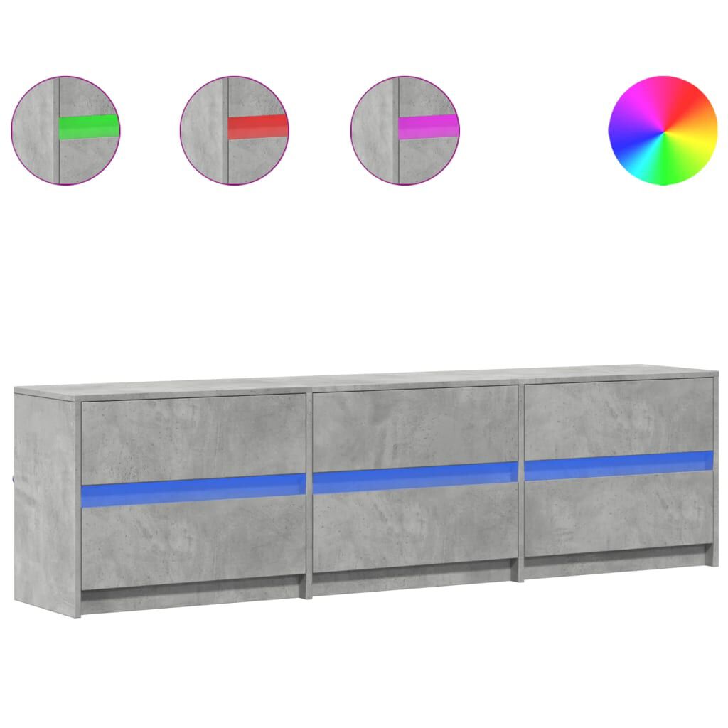 vidaXL Έπιπλο Τηλεόρασης με LED Γκρι Σκυρ. 180x34x50 εκ. Επεξ. Ξύλο
