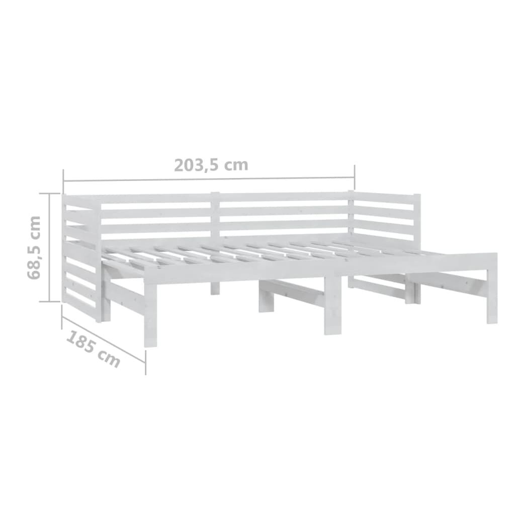vidaXL Καναπές Κρεβάτι Λευκός 2 x (90 x 200) εκ. από Μασίφ Ξύλο Πεύκου