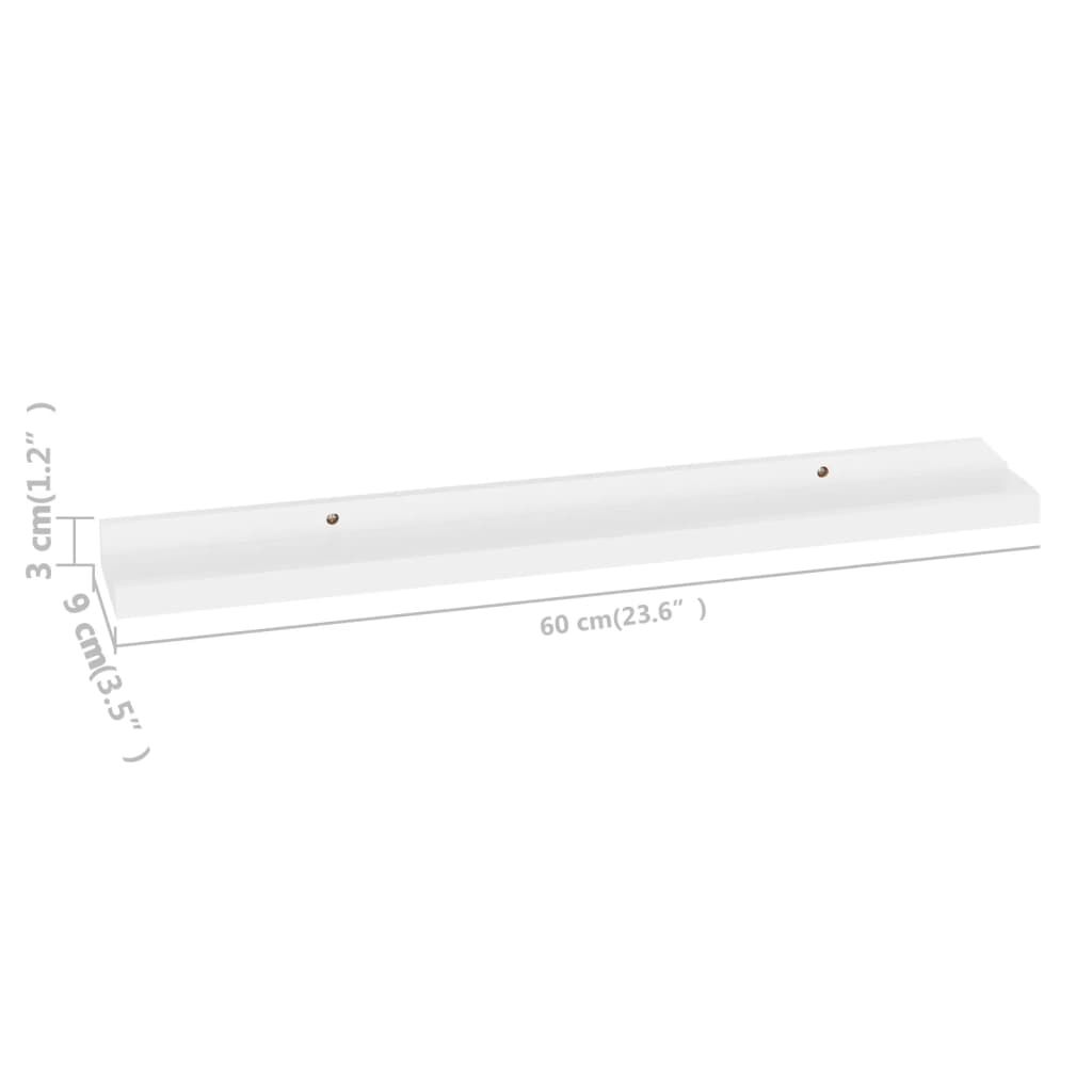 vidaXL Ράφια Τοίχου 4 τεμ. Γυαλιστερό Λευκό 60 x 9 x 3 εκ.Λευκά