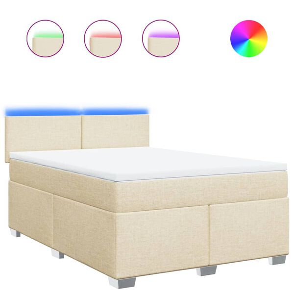 vidaXL &Kappa;&rho;&epsilon;&beta;ά&tau;&iota; Boxspring &mu;&epsilon; &Sigma;&tau;&rho;ώ&mu;&alpha; &Kappa;&rho;&epsilon;&mu; 140x200 &epsilon;&kappa;. &Upsilon;&phi;&alpha;&sigma;&mu;ά&tau;&iota;&nu;&omicron;