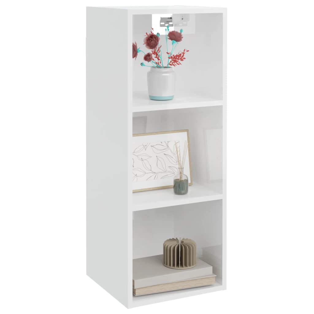 vidaXL Ντουλάπι Τοίχου Γυαλιστερό Λευκό 34,5x32,5x90 εκ. Επεξεργ. Ξύλο