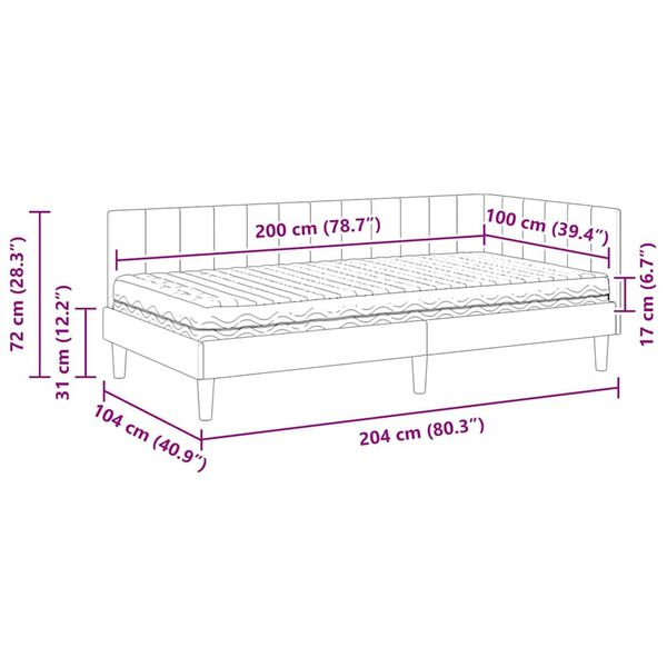 vidaXL Κρεβάτι Γωνίας με στρώμα Σκούρο γκρι 100 x 200 cm Βελούδο