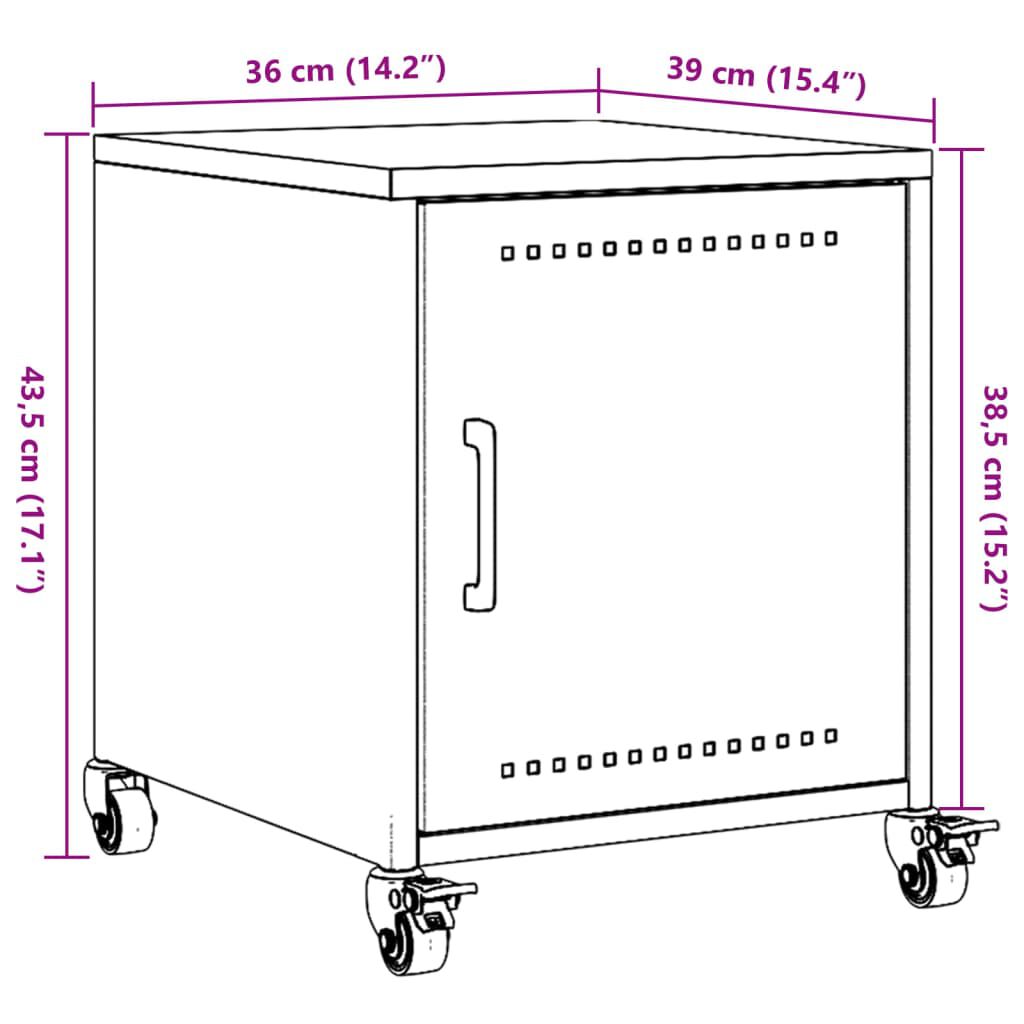 vidaXL Κομοδίνα 2 τεμ. Πράσινο Λαδί 36x39x43,5 εκ. από Χάλυβα