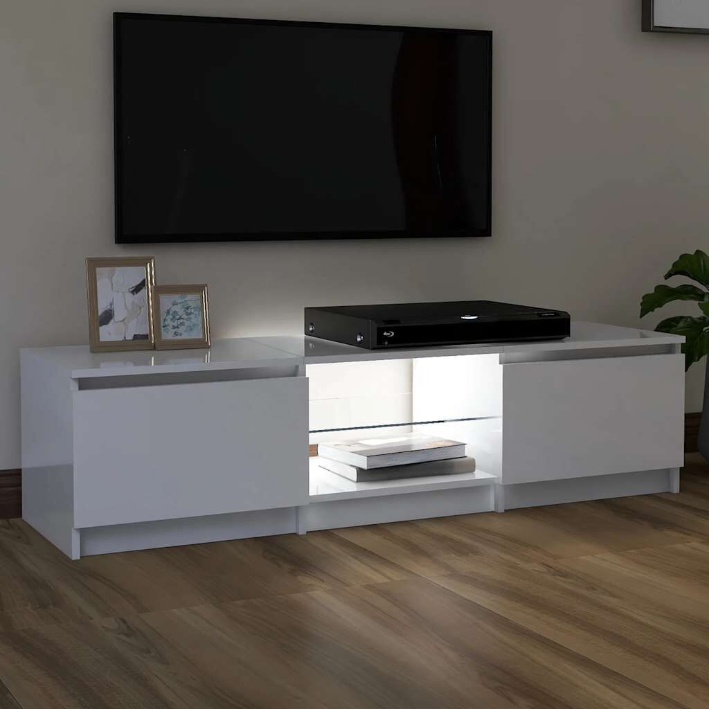 vidaXL Έπιπλο Τηλεόρασης με LED Γυαλιστερό Λευκό 140x40x35,5 εκ.